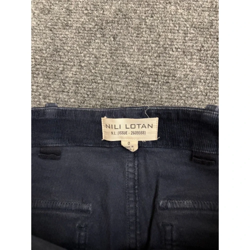 Nili Lotan Navy Blue Corduroy Utility Patch Pocket Pants Raw Hem Size 0